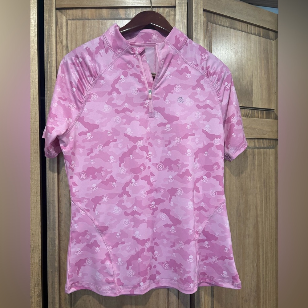 G/Fore Icon Camo Tech Jersey Quarter Zip Top Large Lilac Womens Golf